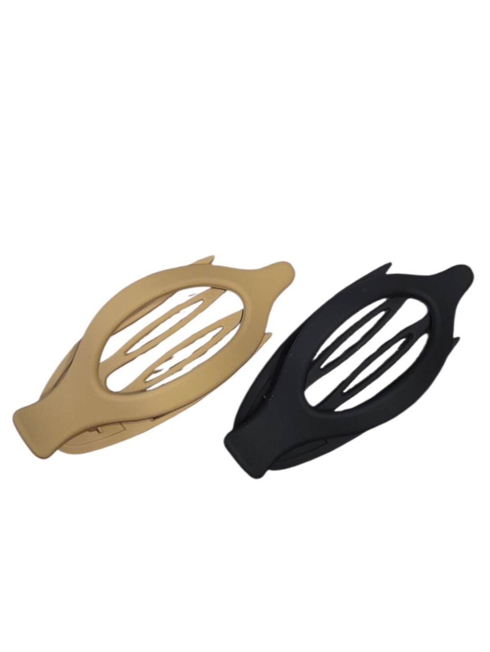 Large Matte Claw Hair Clip Black Camel 4.75" Thick Hair